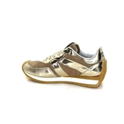 Sport|Baskets<Mjus Baskets Running L14111 Cuir Or Daim Beige Marron