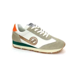 Sport Chic|Baskets<No Name Baskets Running City Run Jogger W Daim Orange Textile Blanc Beige