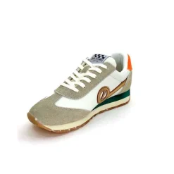 Sport Chic|Baskets<No Name Baskets Running City Run Jogger W Daim Orange Textile Blanc Beige