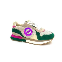 Teenager|Sport<No Name Baskets Running Mia Jogger W Daim Émeraude Beige Textile Beige et Fushia Vert