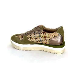 Sport Chic|Baskets<Requin Baskets Running Reqins Ursula Daim Raffia Multicolore Kaki