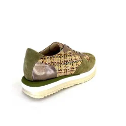 Sport Chic|Baskets<Requin Baskets Running Reqins Ursula Daim Raffia Multicolore Kaki