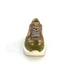 Sport Chic|Baskets<Requin Baskets Running Reqins Ursula Daim Raffia Multicolore Kaki