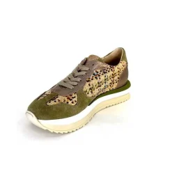 Sport Chic|Baskets<Requin Baskets Running Reqins Ursula Daim Raffia Multicolore Kaki