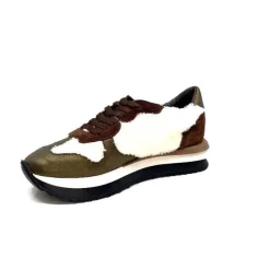 Montagne|Baskets<Requin Baskets Running Reqins Urielle Cuir Textile Ecru Marron