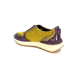 Sport|Baskets<Requin Baskets Running Reqins Urania Mix Cuir Violet Textile Moutarde Jaune