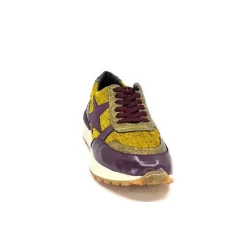 Sport|Baskets<Requin Baskets Running Reqins Urania Mix Cuir Violet Textile Moutarde Jaune