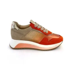 Sport Chic|Baskets<Softwaves Baskets Running 89401011 Cuir Daim Beige Orange