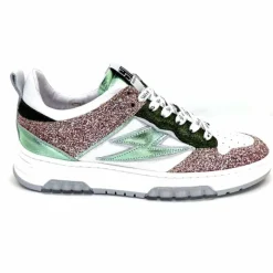 Teenager|Décontracté<Semerdjian Baskets SMR Chita 11377 Cuir Blanc Glitter Rose Vert
