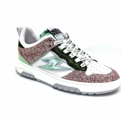 Teenager|Décontracté<Semerdjian Baskets SMR Chita 11377 Cuir Blanc Glitter Rose Vert