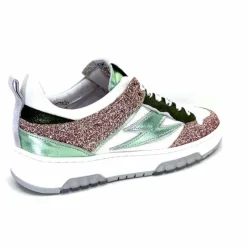 Teenager|Décontracté<Semerdjian Baskets SMR Chita 11377 Cuir Blanc Glitter Rose Vert