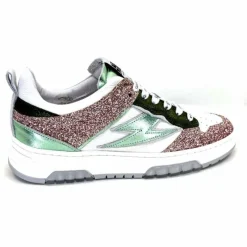 Teenager|Décontracté<Semerdjian Baskets SMR Chita 11377 Cuir Blanc Glitter Rose Vert