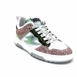 Teenager|Décontracté<Semerdjian Baskets SMR Chita 11377 Cuir Blanc Glitter Rose Vert