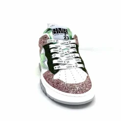 Teenager|Décontracté<Semerdjian Baskets SMR Chita 11377 Cuir Blanc Glitter Rose Vert