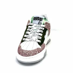 Teenager|Décontracté<Semerdjian Baskets SMR Chita 11377 Cuir Blanc Glitter Rose Vert
