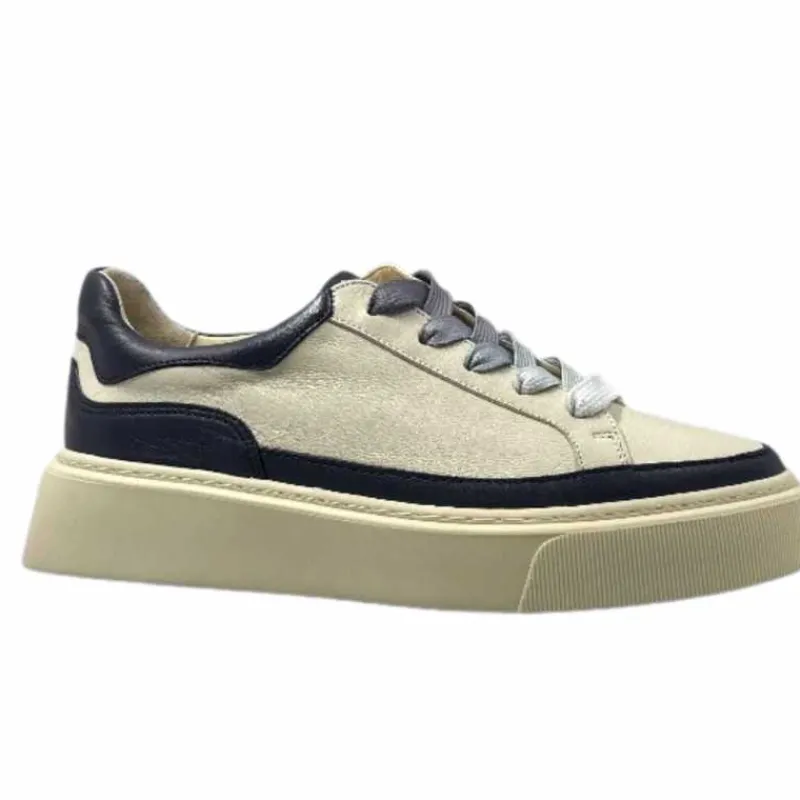 Sport Chic|Baskets<Softwaves Baskets 8.80.01/03 Cuir Crème & Marine