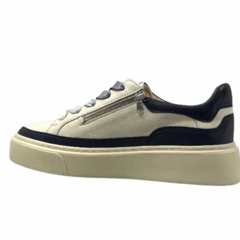 Sport Chic|Baskets<Softwaves Baskets 8.80.01/03 Cuir Crème & Marine