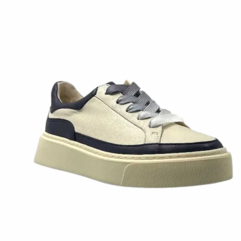 Sport Chic|Baskets<Softwaves Baskets 8.80.01/03 Cuir Crème & Marine