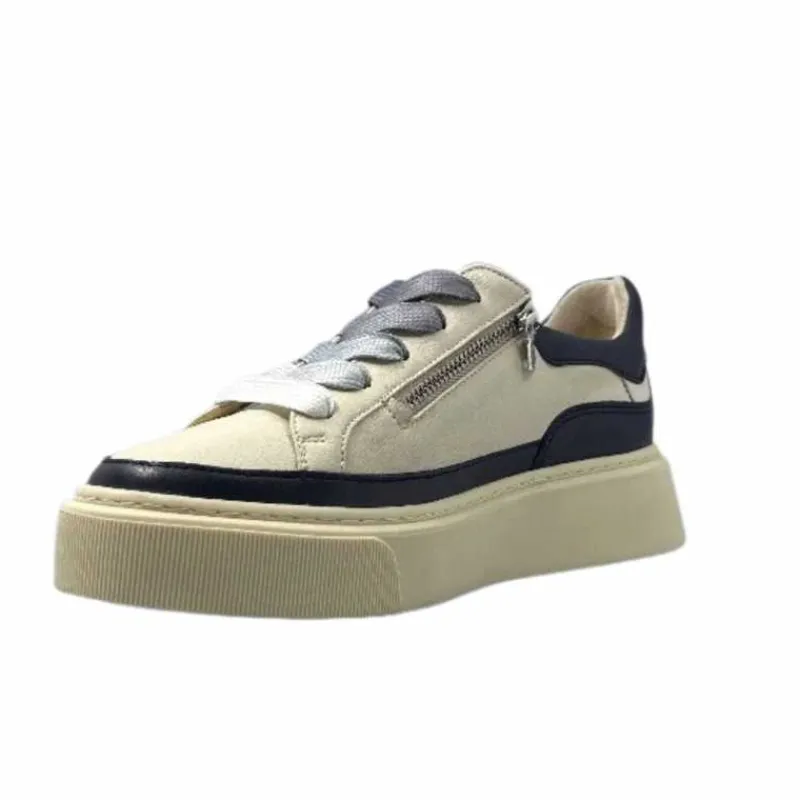 Sport Chic|Baskets<Softwaves Baskets 8.80.01/03 Cuir Crème & Marine