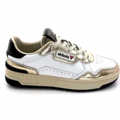 Teenager|Basic<Victoria Baskets 8800121 Cuir Doré Noir Blanc