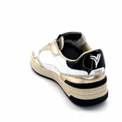 Teenager|Basic<Victoria Baskets 8800121 Cuir Doré Noir Blanc