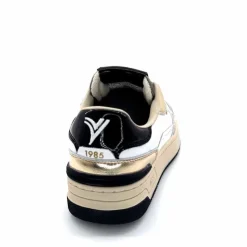 Teenager|Basic<Victoria Baskets 8800121 Cuir Doré Noir Blanc