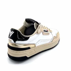 Teenager|Basic<Victoria Baskets 8800121 Cuir Doré Noir Blanc