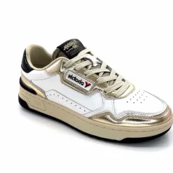 Teenager|Basic<Victoria Baskets 8800121 Cuir Doré Noir Blanc