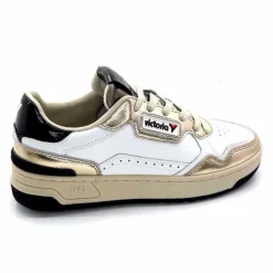 Teenager|Basic<Victoria Baskets 8800121 Cuir Doré Noir Blanc