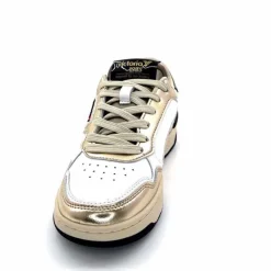 Teenager|Basic<Victoria Baskets 8800121 Cuir Doré Noir Blanc