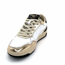 Teenager|Basic<Victoria Baskets 8800121 Cuir Doré Noir Blanc