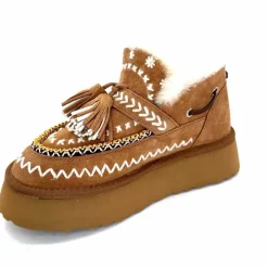 Fourrure|Fantaisie<nanku srls Boots Fourrées Mouton Nan-Ku Dfh-11 Daim Camel Marron