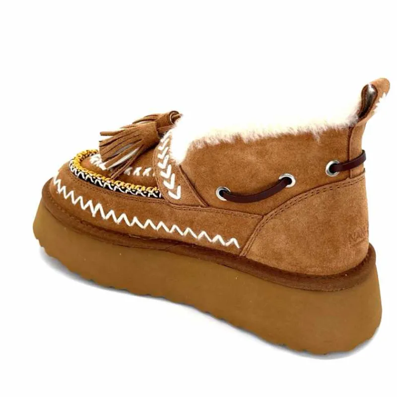 Fourrure|Fantaisie<nanku srls Boots Fourrées Mouton Nan-Ku Dfh-11 Daim Camel Marron
