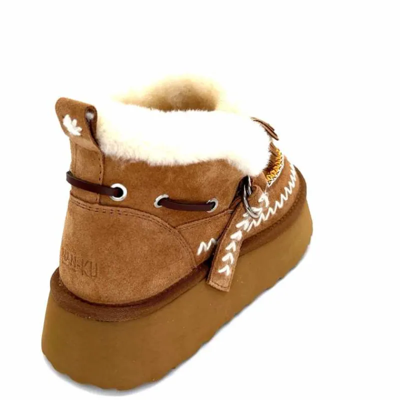 Fourrure|Fantaisie<nanku srls Boots Fourrées Mouton Nan-Ku Dfh-11 Daim Camel Marron