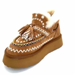 Fourrure|Fantaisie<nanku srls Boots Fourrées Mouton Nan-Ku Dfh-11 Daim Camel Marron