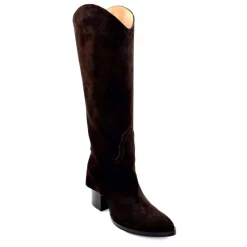 Talon|Santiags<martinat t Bottes à Talon Ivoire 3782 Daim Foncé Marron