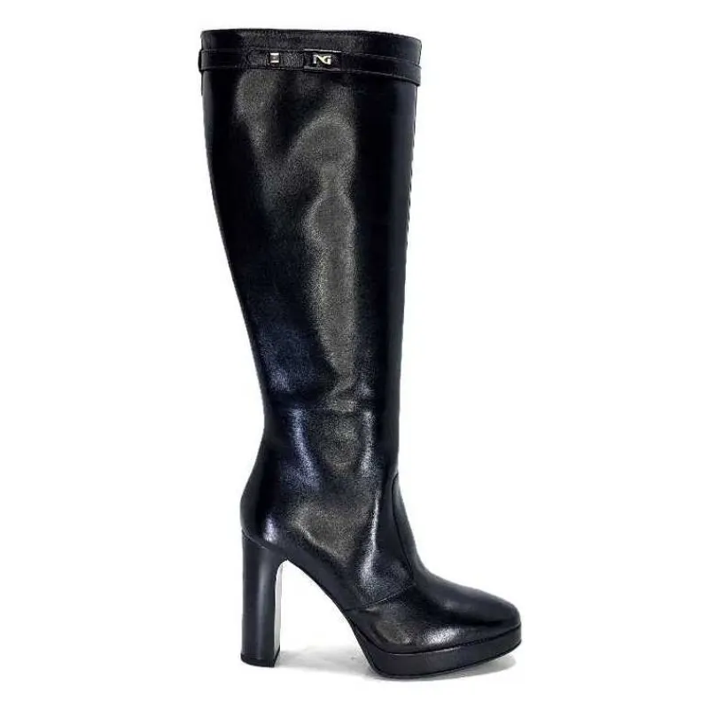 Féminin|Bottes<Nero Giardini Bottes à Talons 1308723 De 100 Cuir Noir