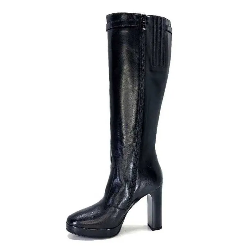 Féminin|Bottes<Nero Giardini Bottes à Talons 1308723 De 100 Cuir Noir