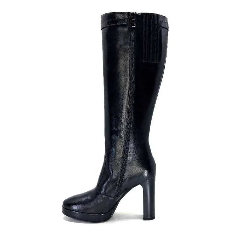 Féminin|Bottes<Nero Giardini Bottes à Talons 1308723 De 100 Cuir Noir