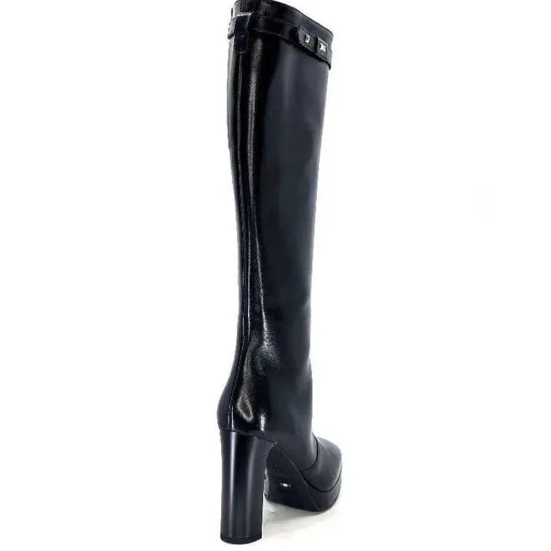 Féminin|Bottes<Nero Giardini Bottes à Talons 1308723 De 100 Cuir Noir