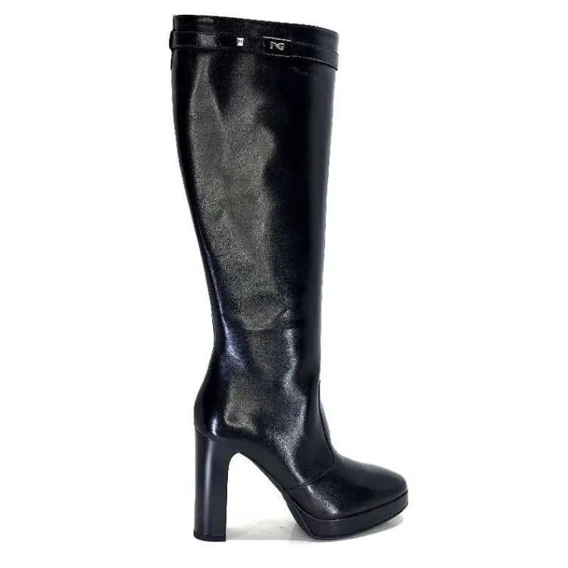 Féminin|Bottes<Nero Giardini Bottes à Talons 1308723 De 100 Cuir Noir