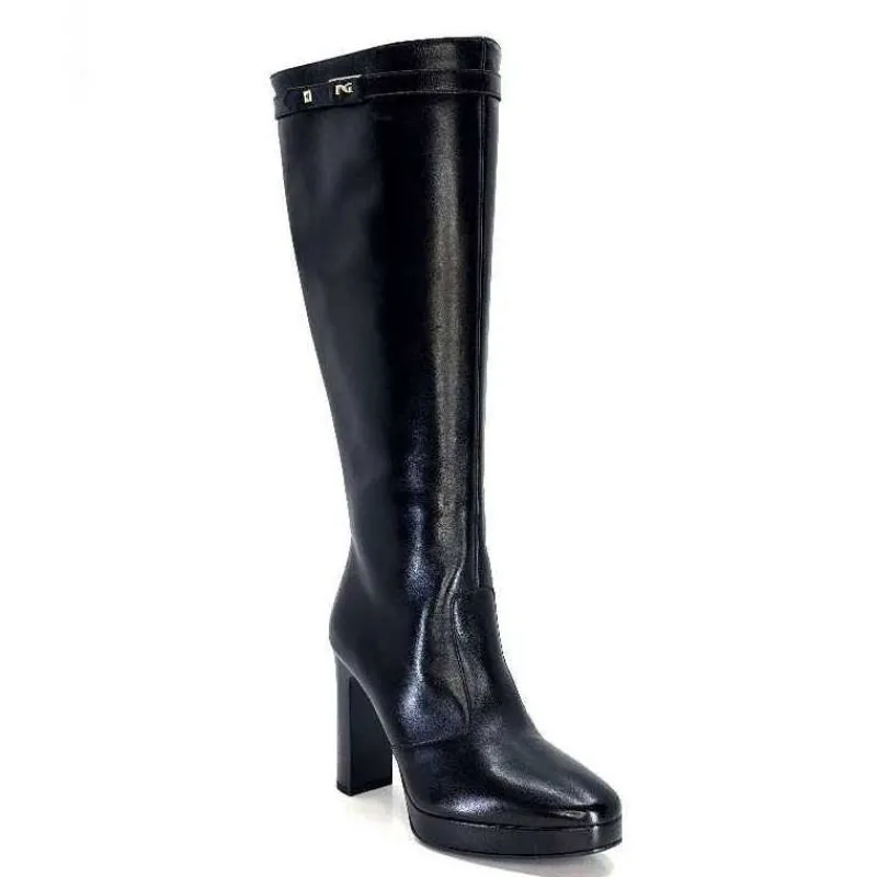 Féminin|Bottes<Nero Giardini Bottes à Talons 1308723 De 100 Cuir Noir