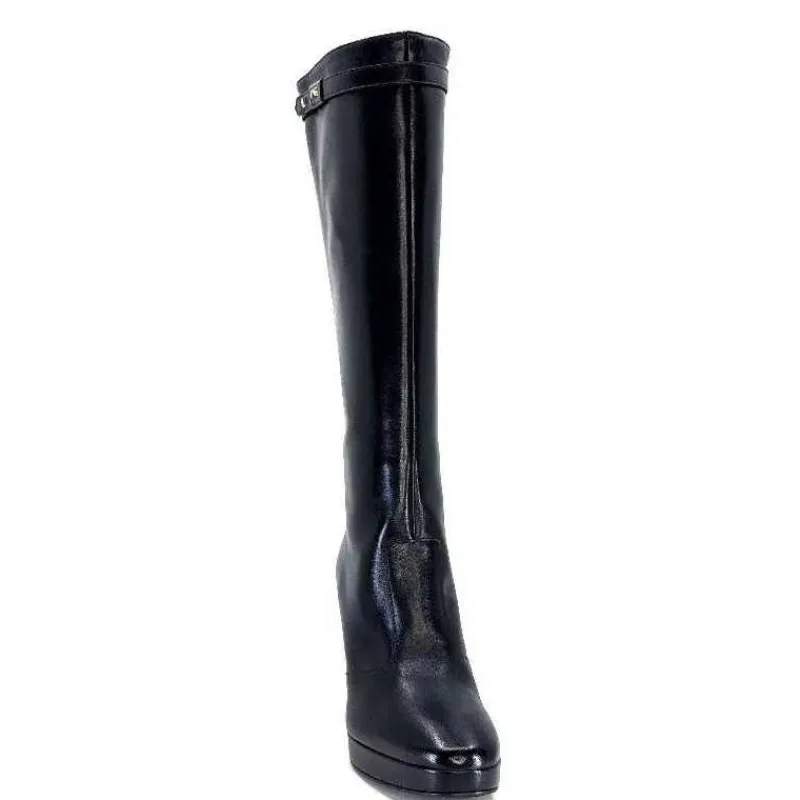 Féminin|Bottes<Nero Giardini Bottes à Talons 1308723 De 100 Cuir Noir