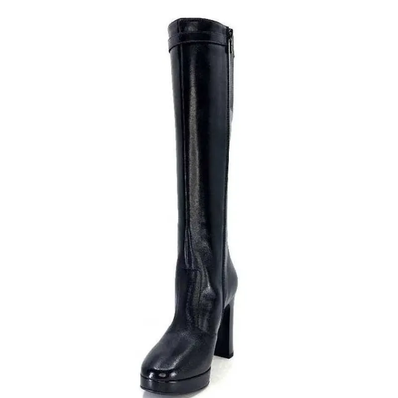 Féminin|Bottes<Nero Giardini Bottes à Talons 1308723 De 100 Cuir Noir