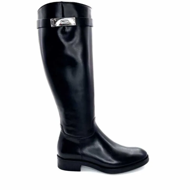Bijoux|Basic<Triver Flight Bottes Cavalières 599 09 Cuir Noir