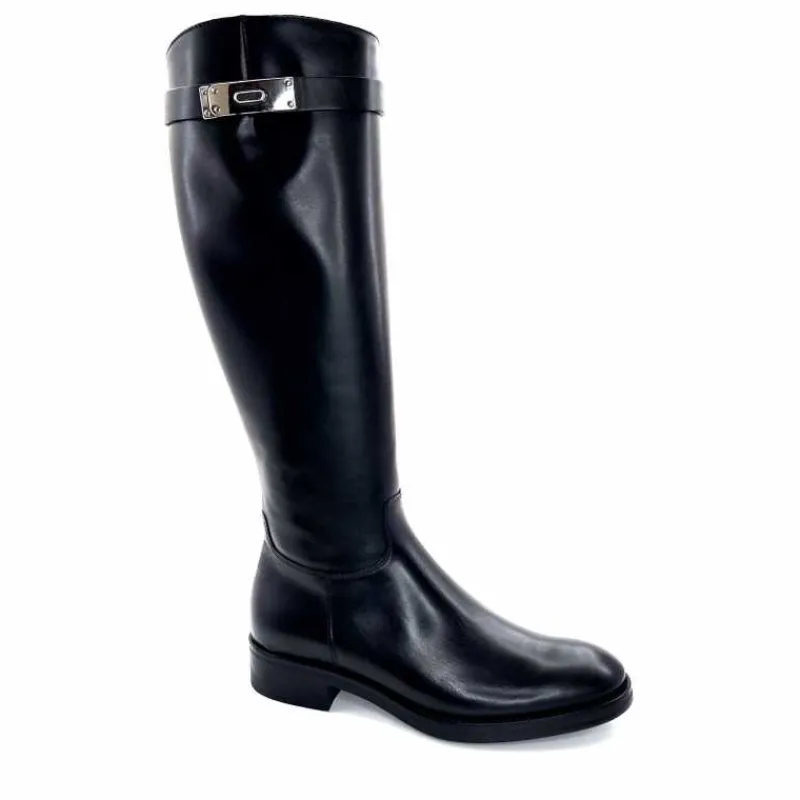 Bijoux|Basic<Triver Flight Bottes Cavalières 599 09 Cuir Noir
