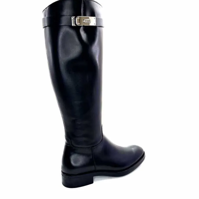 Bijoux|Basic<Triver Flight Bottes Cavalières 599 09 Cuir Noir