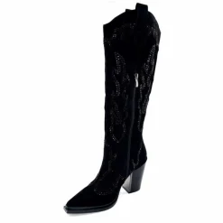 Rock|Bijoux<Alma En Pena Bottes Santiags 563 Daim Diamant Noir