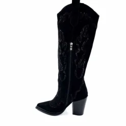 Rock|Bijoux<Alma En Pena Bottes Santiags 563 Daim Diamant Noir
