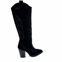 Rock|Bijoux<Alma En Pena Bottes Santiags 563 Daim Diamant Noir